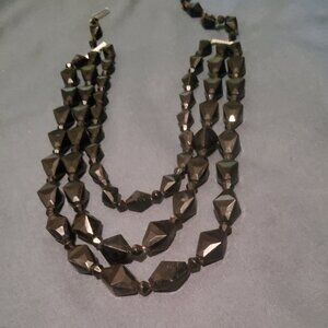 VINTAGE BLACK BEADS THREE STRAND  PERFECT
